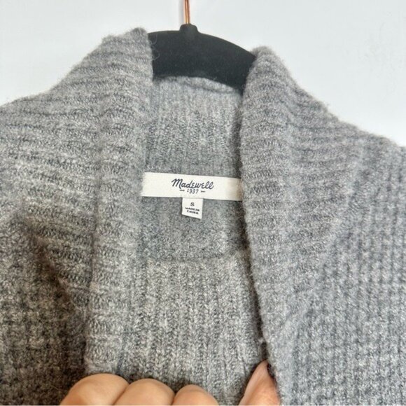 Madewell Gray Waffle Knit Mock Neck Alpaca Wool Sweater - Picture 6 of 9